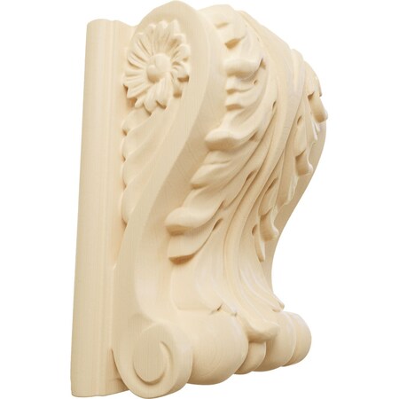 Ekena Millwork 4 1/4"W x 2 1/2"D x 5 1/2"H Medium Acanthus Block w/ Backplate Wood Corbel, Maple CORW04X03X06ABMA